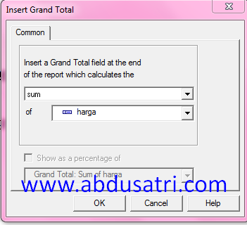 cara mencari total keseluruhan di crystal report