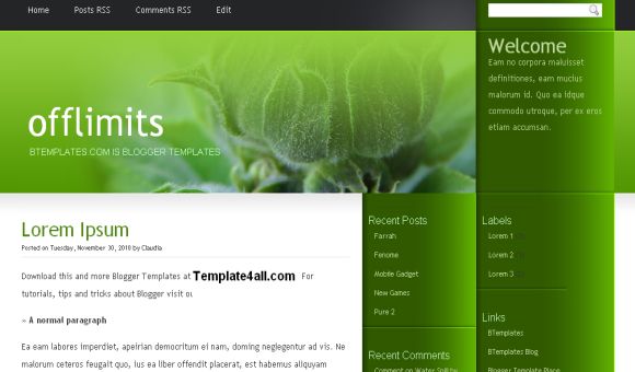 Free Dark Green Abstract Blogger Template