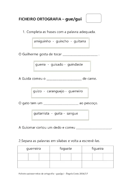 Palavras com gue e gui