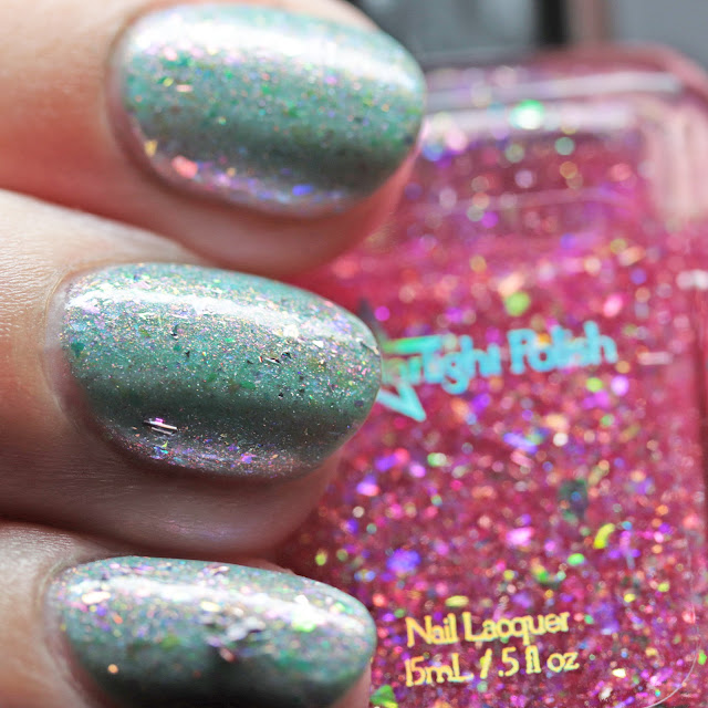 Starlight Polish Truly Outrageous! over Lollipop Posse Lacquer A Person of Substance