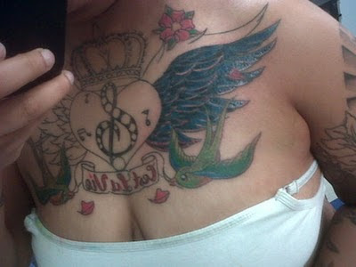 Winged Heart Tattoo With Birds