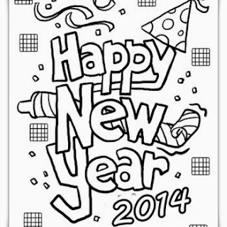 Happy New Year 2014 for Coloring