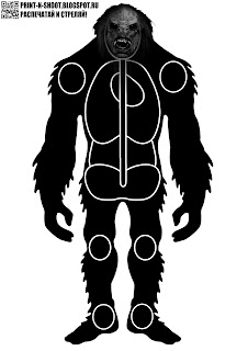 Bigfoot with anatomical markings.