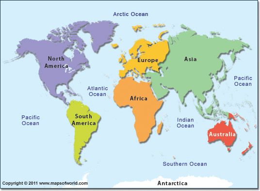 Country Names World Map Countries And Continents