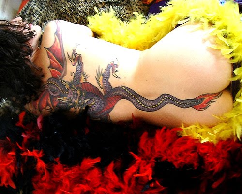 Does your fairy tale wedding dress include a dragon tattoo showing on your 