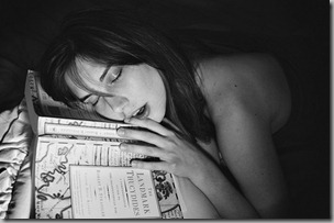 Sleeping on a book