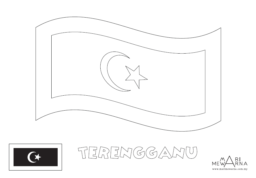 Mari Mewarna Bendera Negeri Terengganu  Picolour