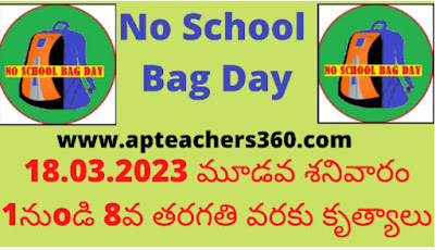 No school bag day every month 3rd saturday activities