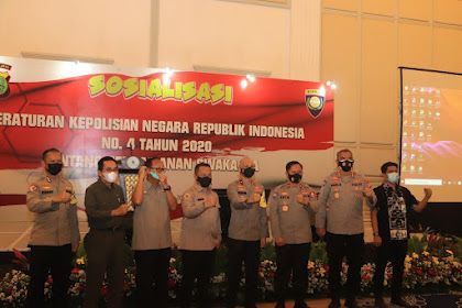 Sosialisasi perpol No 4/2020 oleh Direktur Pembinaan Potensi Masyarakat Korbinmas Baharkam Polri di Gedung Tribrata, Jakarta Selatan.