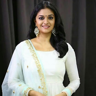 Keerthy Suresh in White Dress Dress with Cute and Awesome Lovely Chubby Cheeks Smile