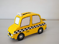 cardboard taxi cab bank for kids!
