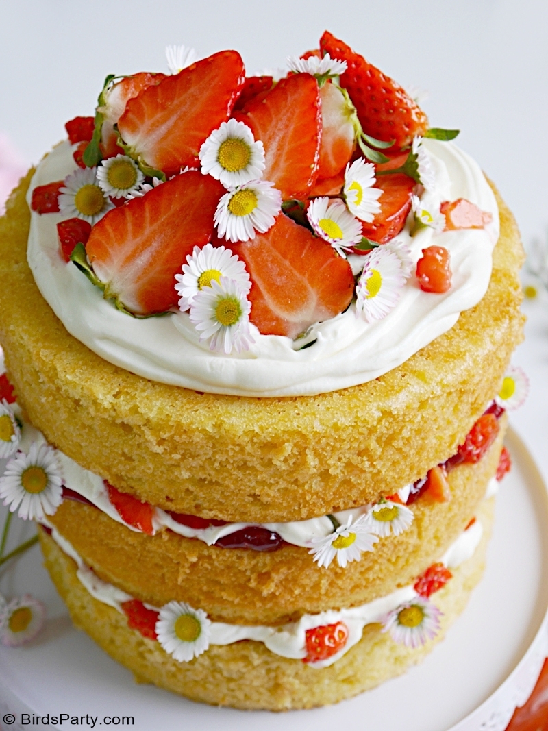 Gâteau Layer Cake Fraises et à La Crème - gâteau à la vanille rapide, facile et délicieux avec un glaçage crémeux et des fraises fraîches pour l'été!