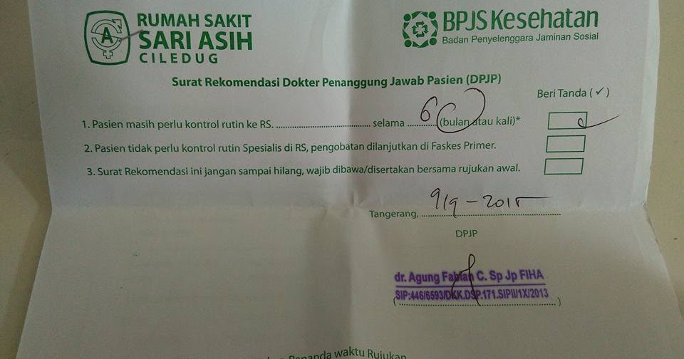 Surat Rekomendasi DPJP, Agar Pasien BPJS Tidak Minta 