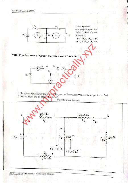 Use voltmeter, ammeter to determine current through the given branch of a electric network by applying mesh analysis.