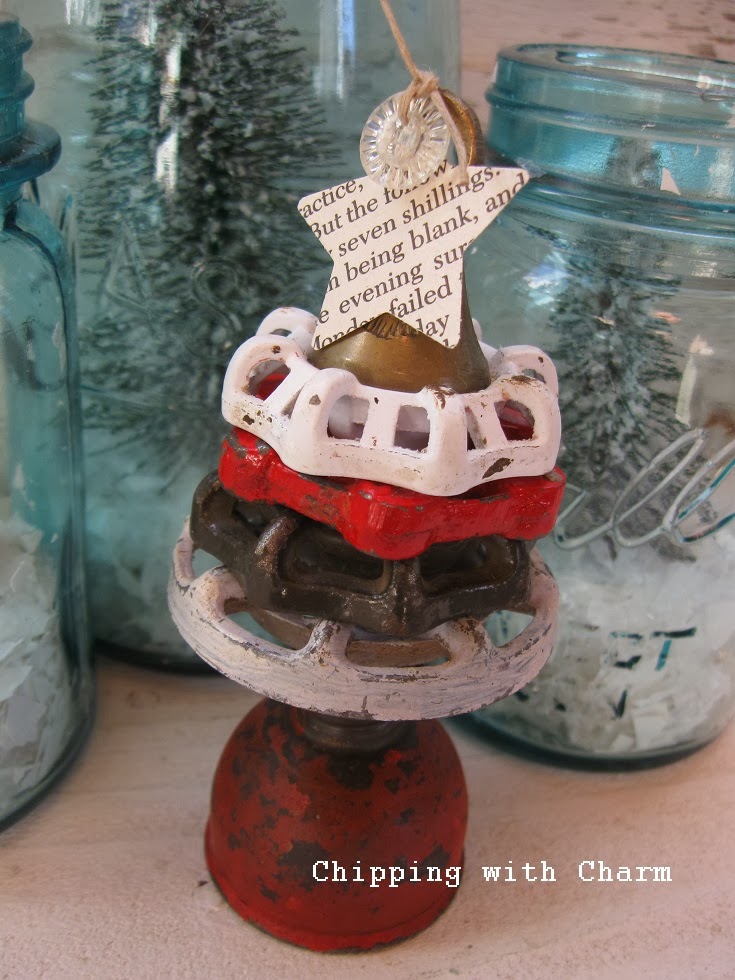 Chipping with Charm: Stacked Faucet Knob Mini Tree...http://www.chippingwithcharm.blogspot.com/