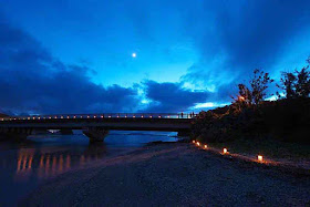 bay, bridge, candles, Ogimi, Okinawa, reflections