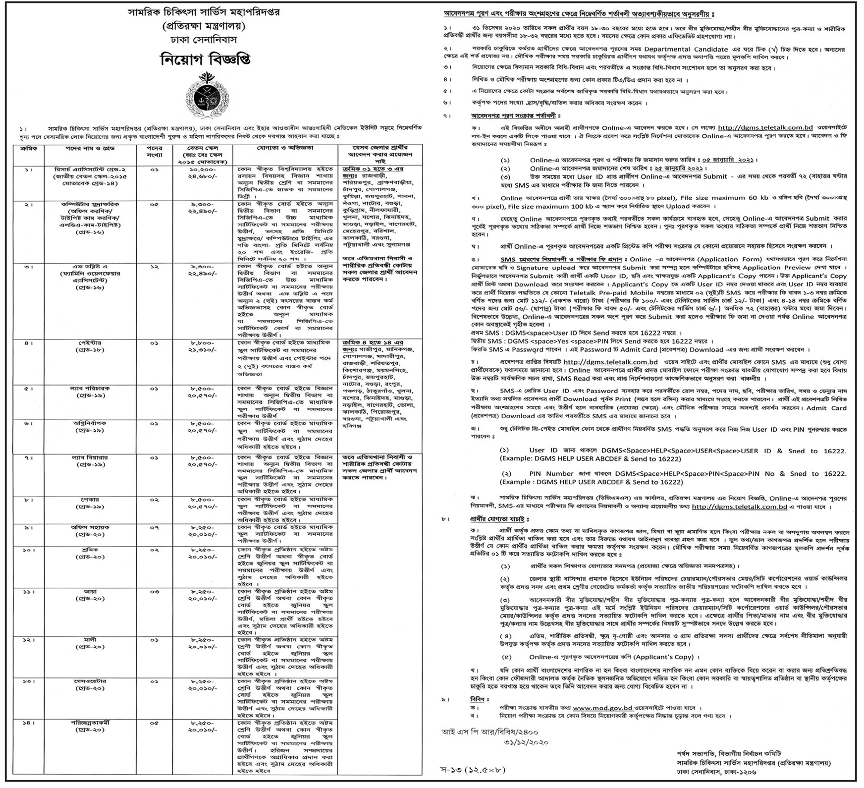 DGMS Job Circular 2021