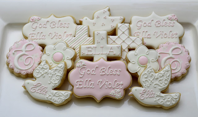 floral baptism cookies