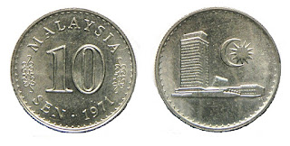 A Malaysian Coin of 10 sen 1971, from Parlimen Series minted at Kilang Wang Shah Alam Malaysia and the mintage only 32,236 piece