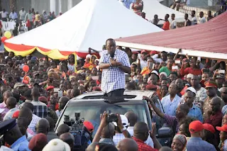 President Kenyatta addressing people at Kwale county. 13/03/2017. PHOTO | Courtesy PSCU