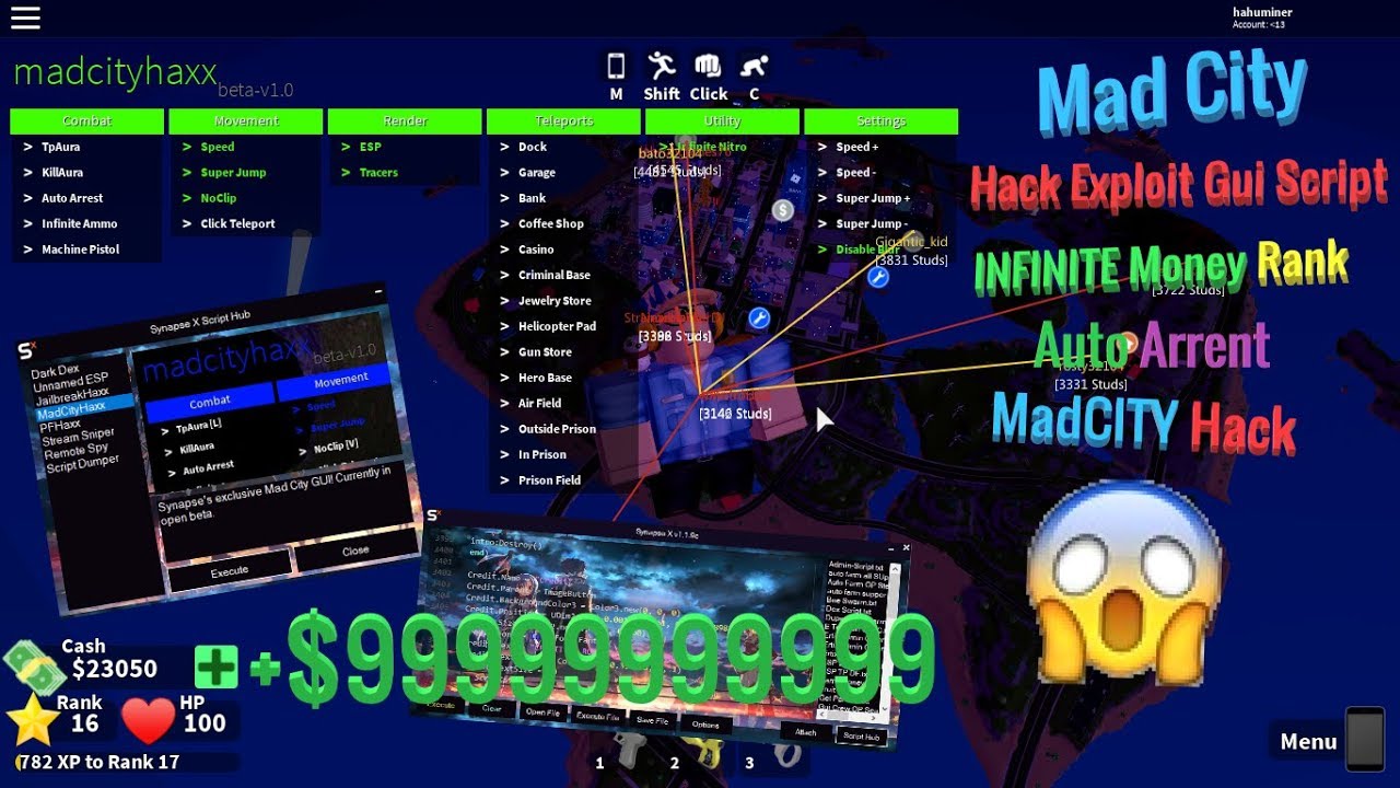 New Roblox Mad City Free Hack Infinite Money Guiscript - roblox pubg mobile