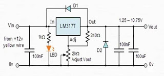 دائرة لمنظم الجهد LM317