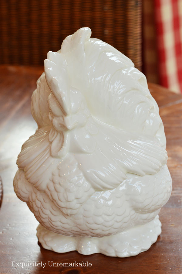 White Ceramic Rooster Cookie Jar