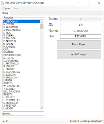 PES 2019 ID-Name Changer By Devil Cold52