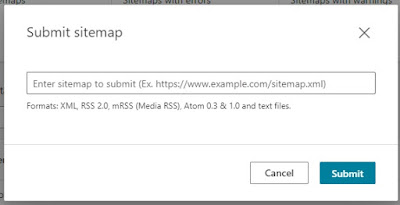 enter your blog sitemap url to the box provided and click submit