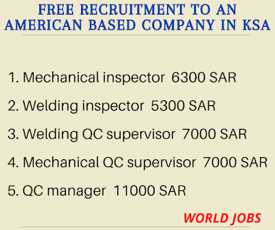 Free recruitment to an American Based Company in KSA