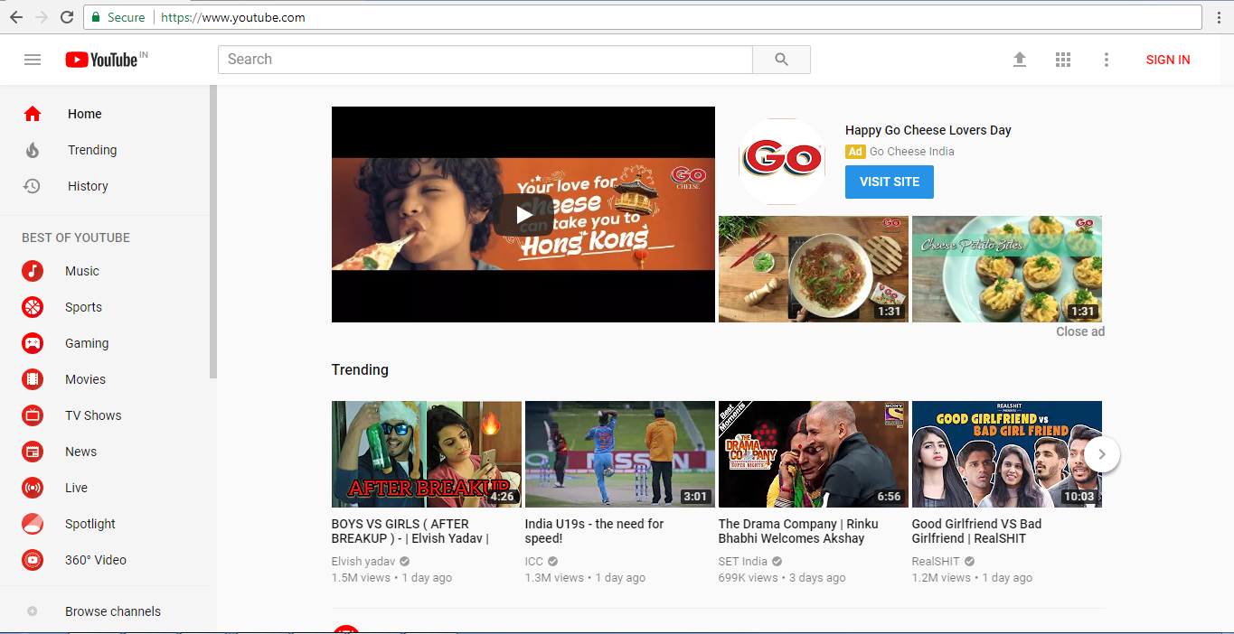 YouTube Masthead Ad Example placed on YouTube Home Page through Reserved Advertising on YouTube (Google), Video Marketing Services, YouTube Advertising, YouTube SEO, Reserved Ads on YouTube–By Omkara Marketing Services