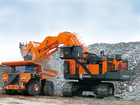 Gambar alat berat excavator dan truk tambang