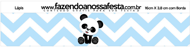 Panda in Light Blue Chevron and Black Polka Dots: Free Printable Candy Bar Labels.