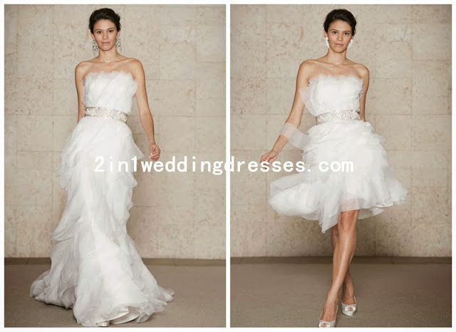 organza strapless 2 in 1 wedding dress with convertible skirt