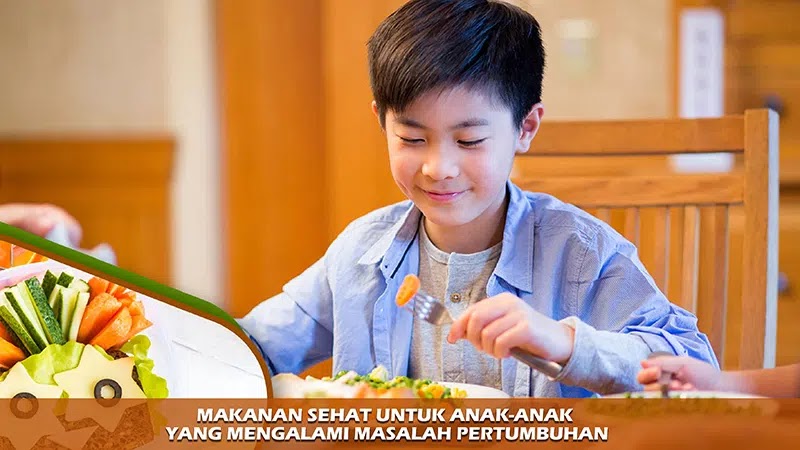 Seorang anak yang sedang menikmati makanan sehat dan bergizi.