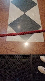 Tiles on the floor in house at Weston-super-Mare.