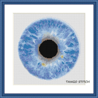 Blue eye cross stitch pattern - Tango Stitch