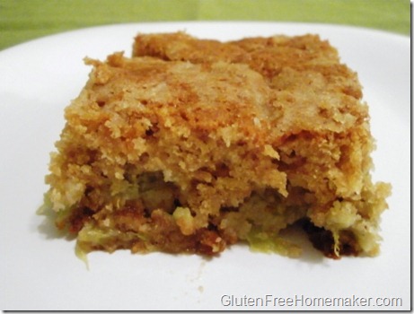 rhubarb coffee cake on plate