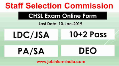 SSC CHSL Examination 2020 For LDC, JSA, PA, SA & DEO Post