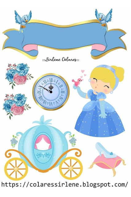 Cinderella Baby with Bird Free Printable Cake Toppers.