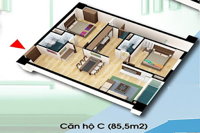 Thiết Kế Căn Hộ C Diện Tích 85.5 m2 - Chung Cư D2CT2 Linh Đàm