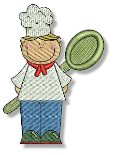 Little Chefs Embroidered Images. 