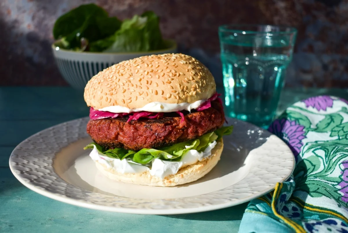 Homemade Vegan Beet Seitan Burgers - No Steam Method