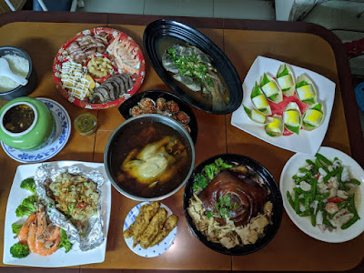 dinner table for lunar new year's eve