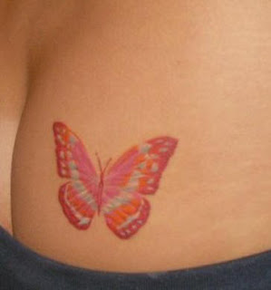 Pink Butterfly Tattoo Design on Butt