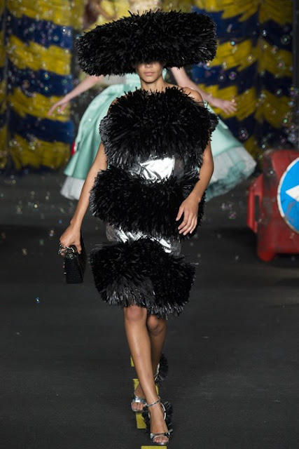 Moschino S/S 2016 MFW black tiered dress