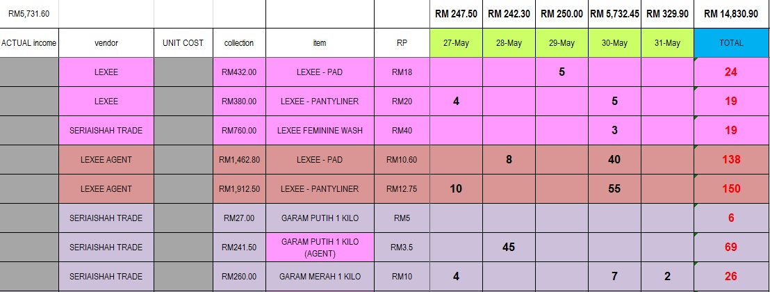 Cash Flow Contoh Rekod Jualan Perniagaan Excel