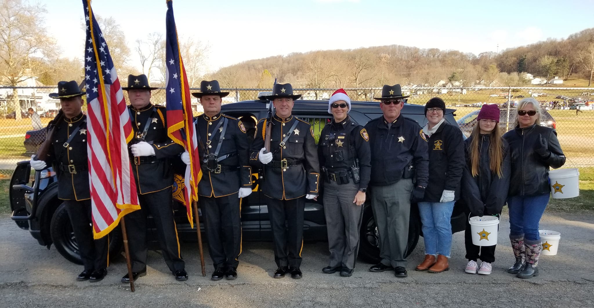 Group photo of sheriffs with American flag