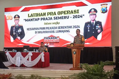 Gelar Latihan Pra Operasional Mantap Praja Semeru 2024, Polres Lumajang Siapkan Pengamanan Pilkada