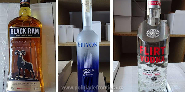 Sute de sticle cu whisky și votcă ascunse în două camioane ce veneau din Bulgaria, confiscate la P.T.F. Calafat